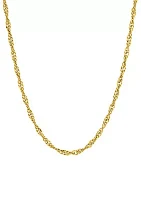 2.9 Millimeter Solid Singapore Chain Necklace in Gold over Sterling Silver