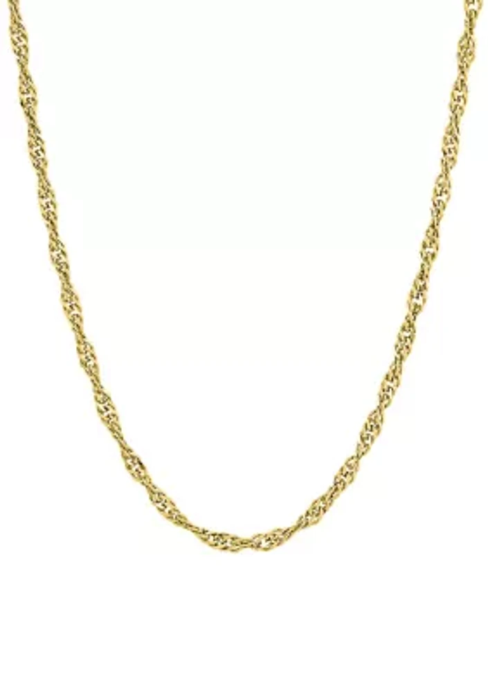 2.9 Millimeter Solid Singapore Chain Necklace in Gold Over Sterling Silver