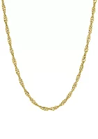 2.9 Millimeter Solid Singapore Chain Necklace in Gold Over Sterling Silver