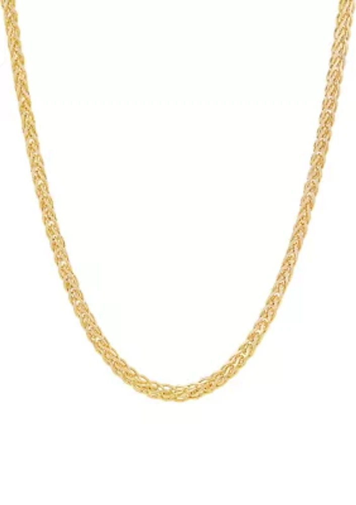 2.5 Millimeter Solid Round Wheat Chain Necklace  in Gold Over Sterling Silver