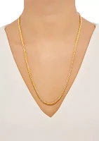 2.5 Millimeter Solid Round Wheat Chain Necklace  in Gold Over Sterling Silver