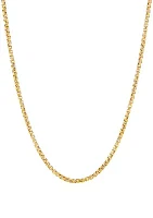 2 Millimeter Solid Round Box Chain Necklace in Gold Over Sterling Silver