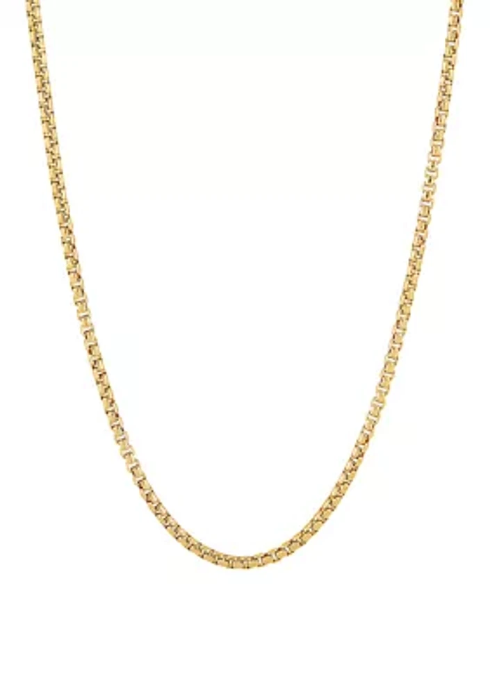 Millimeter Solid Round Box Chain Necklace in Gold Over Sterling Silver