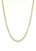 Millimeter Solid Round Box Chain Necklace in Gold Over Sterling Silver