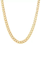 5 Millimeter Solid Flat Curb Chain Necklace in Gold Over Sterling Silver