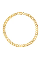 5 Millimeter Solid Flat Curb Chain Bracelet in Gold Over Sterling Silver