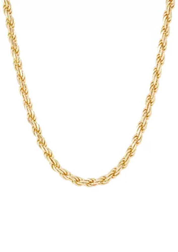 Millimeter Solid Rope Chain Necklace in Gold Over Sterling Silver