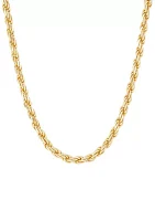 Millimeter Solid Rope Chain Necklace in Gold Over Sterling Silver