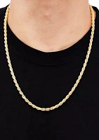 Millimeter Solid Rope Chain Necklace in Gold Over Sterling Silver