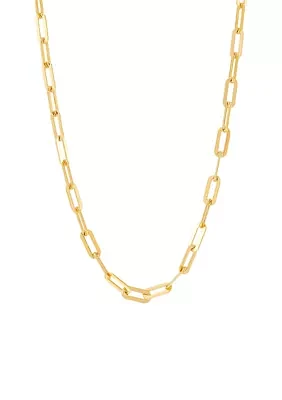 3.9 Millimeter Solid Paperclip Chain Necklace in Gold Over Sterling Silver