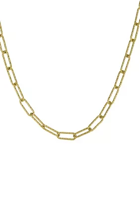 4.9 Millimeter Solid Paperclip Chain Necklace in Gold Over Sterling Silver