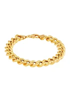 10.3 Millimeter Hollow Curb Chain Bracelet in Gold Over Silver