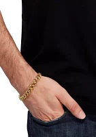 10.3 Millimeter Hollow Curb Chain Bracelet in Gold Over Silver