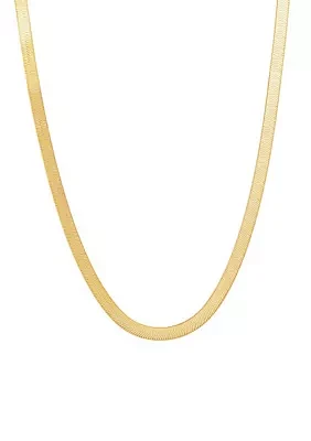 5.4 Millimeter Solid Herringbone Chain Necklace in Gold Over Sterling Silver