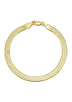 5.4 Millimeter Herringbone Chain Bracelet in Gold Over Sterling Silver