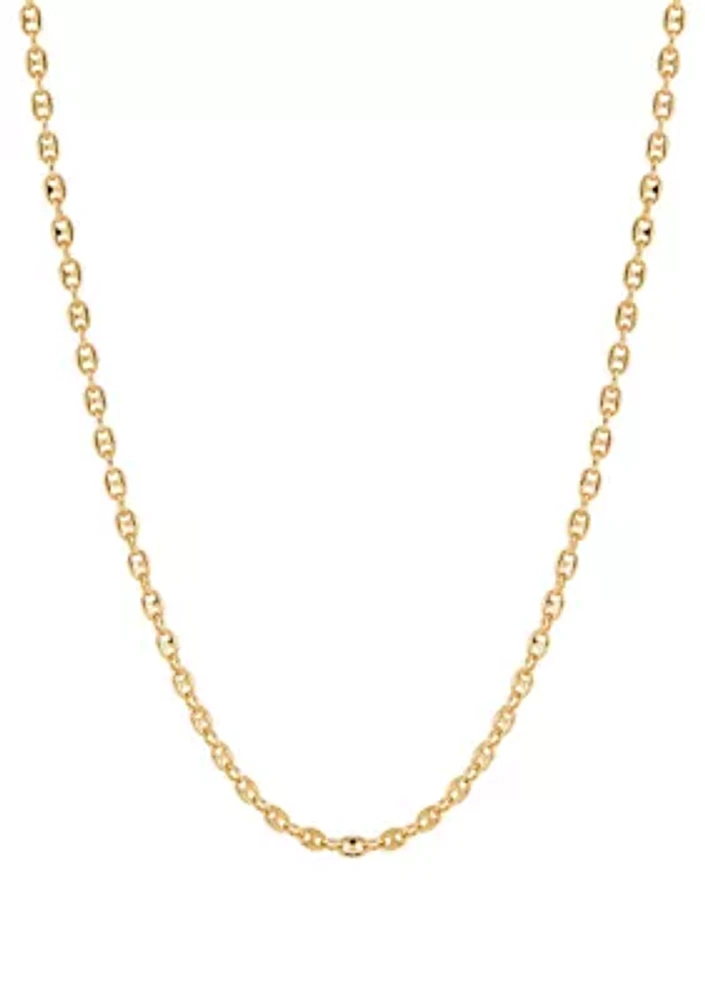 Tranciato 3.3 Millimeter Mariner Chain Necklace in Gold Over Sterling Silver