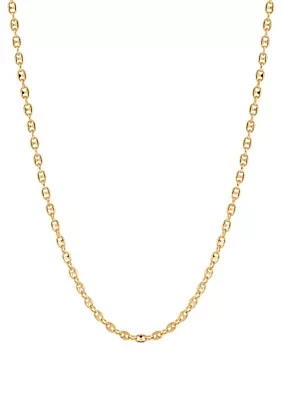 Tranciato 3.3 Millimeter Mariner Chain Necklace in Gold Over Sterling Silver