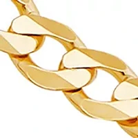 3.6 Millimeter Solid Flat Curb Chain Bracelet in Gold Over Sterling Silver