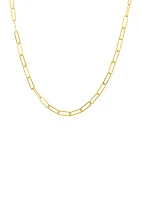 3.7 Millimeter Paperclip Chain Necklace in Gold Plated Metal