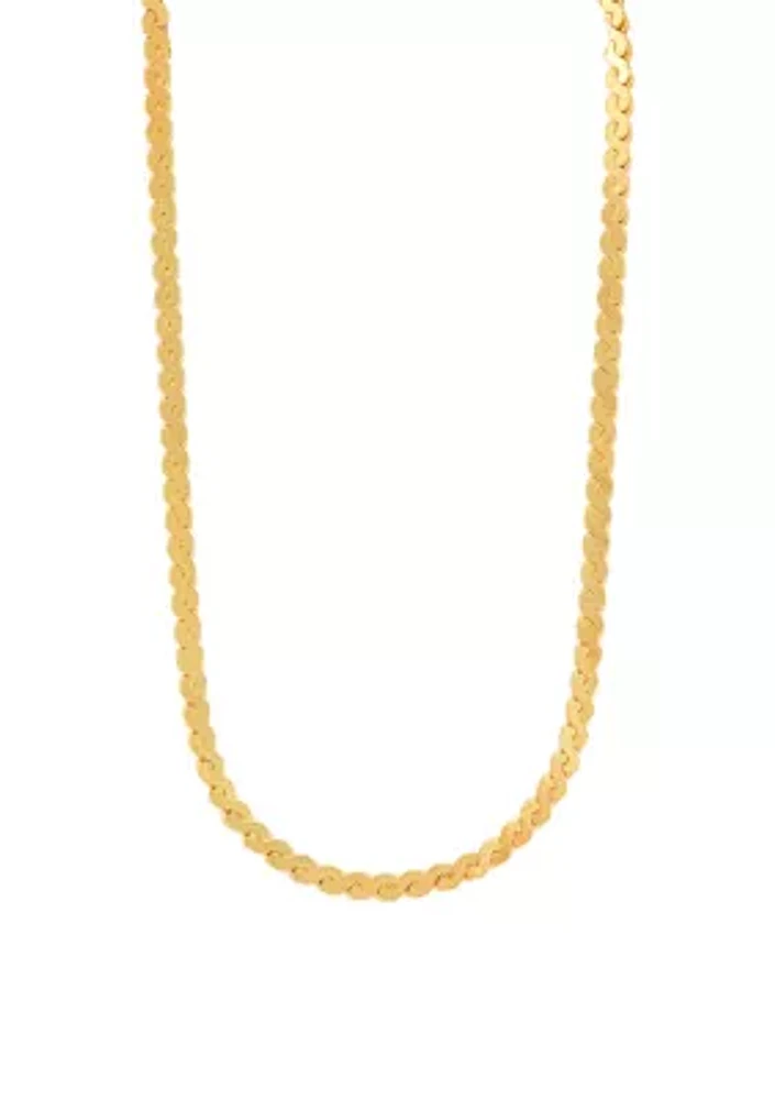 Serpentine 2 Side Chain Necklace in Gold Over Sterling Silver