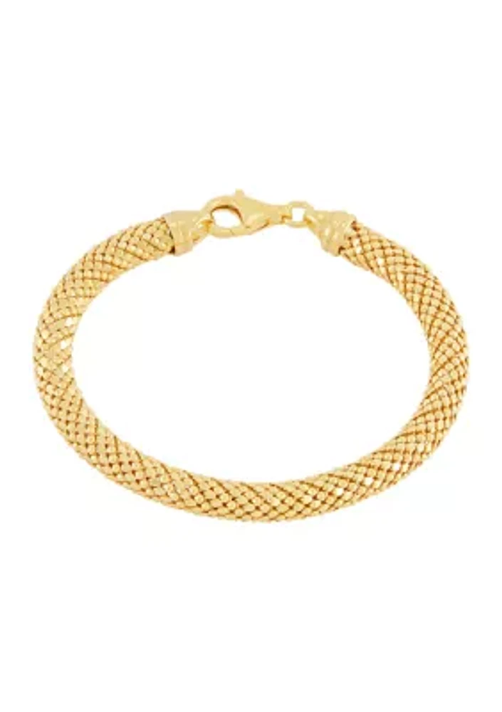 Hollow Round Bead Chain Bracelet in Gold Over Sterling Silver