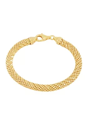 Hollow Round Bead Chain Bracelet in Gold Over Sterling Silver