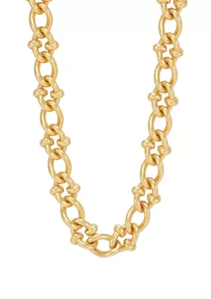 Solid Twisted Oval Links Chain in Gold Over Sterling Silver