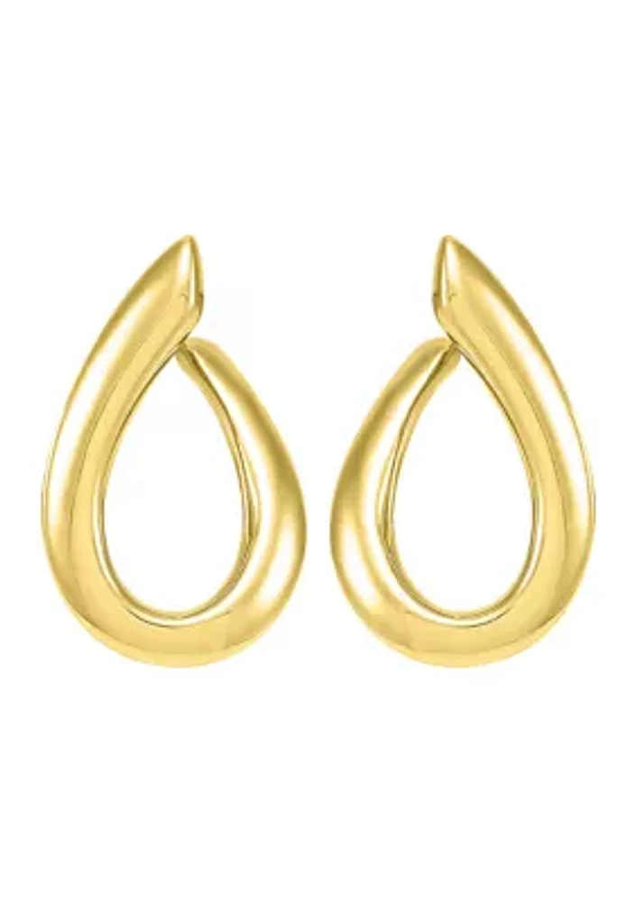 Curved Open Oval Drop Earrings in Gold Over Sterling Silver