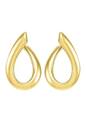 Curved Open Oval Drop Earrings in Gold Over Sterling Silver