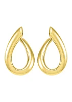 Curved Open Oval Drop Earrings in Gold Over Sterling Silver