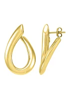 Curved Open Oval Drop Earrings in Gold Over Sterling Silver