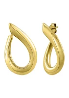 Curved Open Oval Drop Earrings in Gold Over Sterling Silver