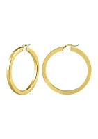 Square Tube Hoop Earrings in Gold Over Sterling Silver