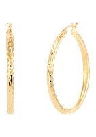 Round Tube Hoop Earrings in Gold Over Sterling Silver