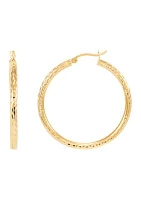 Round Tube Hoop Earrings in Gold Over Sterling Silver