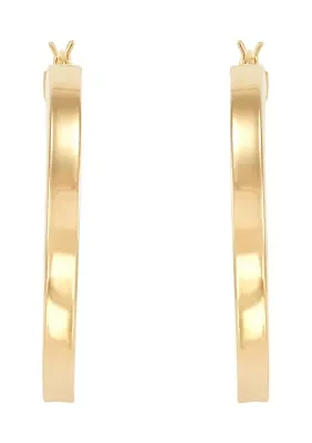 Square Tube Hoop Earrings in Gold Over Sterling Silver