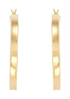 Square Tube Hoop Earrings in Gold Over Sterling Silver