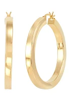 Square Tube Hoop Earrings in Gold Over Sterling Silver