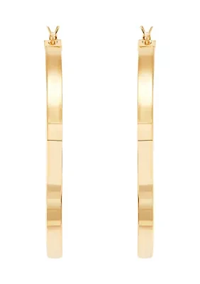 Square Tube Round Hoop Earrings in Gold Over Sterling Silver