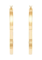 Square Tube Round Hoop Earrings in Gold Over Sterling Silver