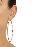 3x83MM Round Tube Hoop Earrings in Sterling Silver