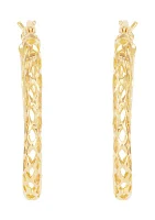 Casted Mesh Round Tube Hoop Earrings in Gold Over Sterling Silver