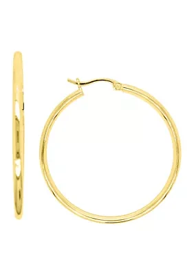 mm x mm Round Tube Hoop Earrings in Gold Over Sterling Silver