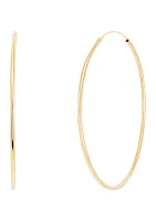 2x25MM Endless Round Tube Hoop Earrings in Sterling Silver