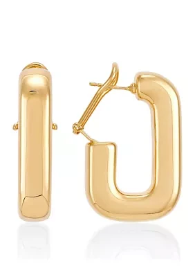 22 x 23 Millimeter Tube J Hoop Earrings in Gold Over Silver