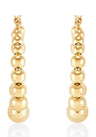 Beaded Round Hoop Earrings in Gold Over Sterling Silver