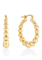 Beaded Round Hoop Earrings in Gold Over Sterling Silver