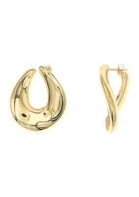 Twisted Tube Hoop Earrings in Gold Over Silver