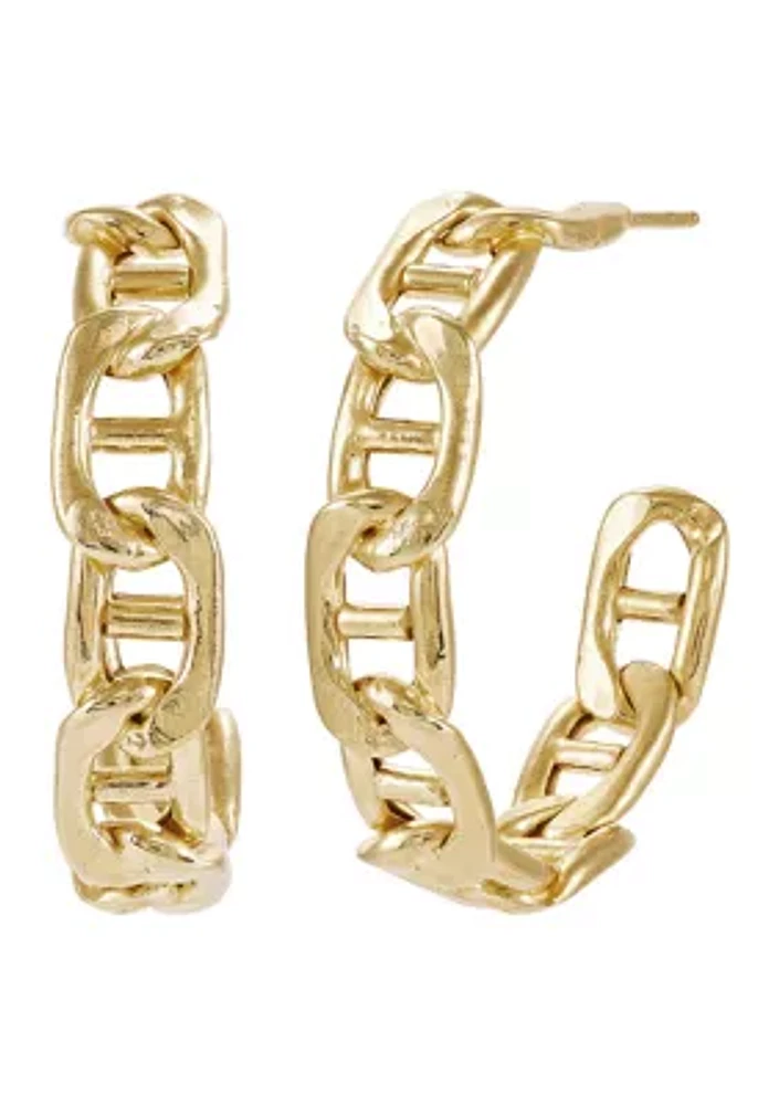 Marina Design J Hoop Earrings in Gold Over Silver