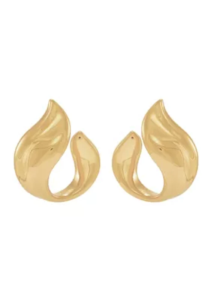 Wave J Hoop Earrings in Gold over Sterling Silver